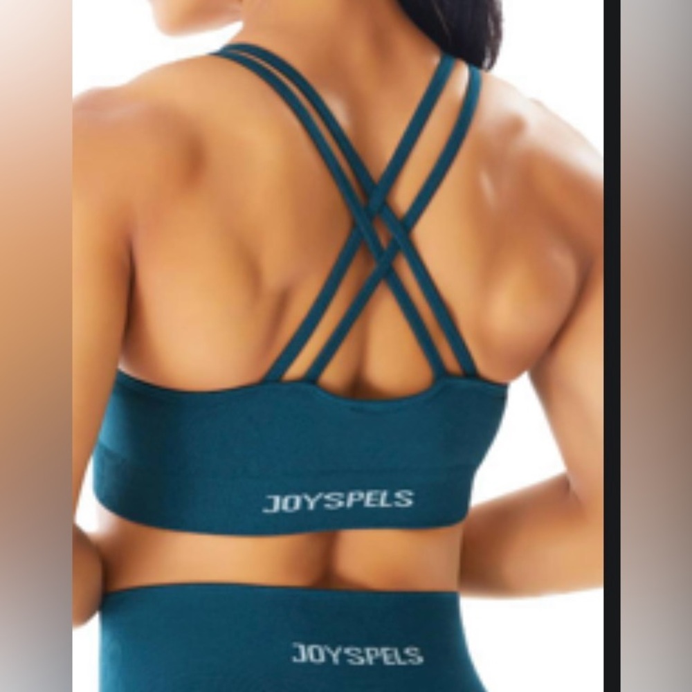 JOYSPELS Seamless Sports Bra for Women Strappy Workout Yoga Bra Medium Support